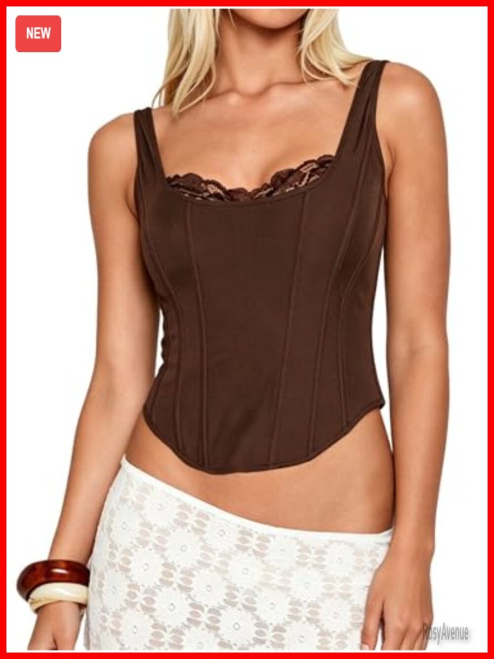 Womens Lace Corset Tank Top Slim Fit Sleeveless Going Out Bustier